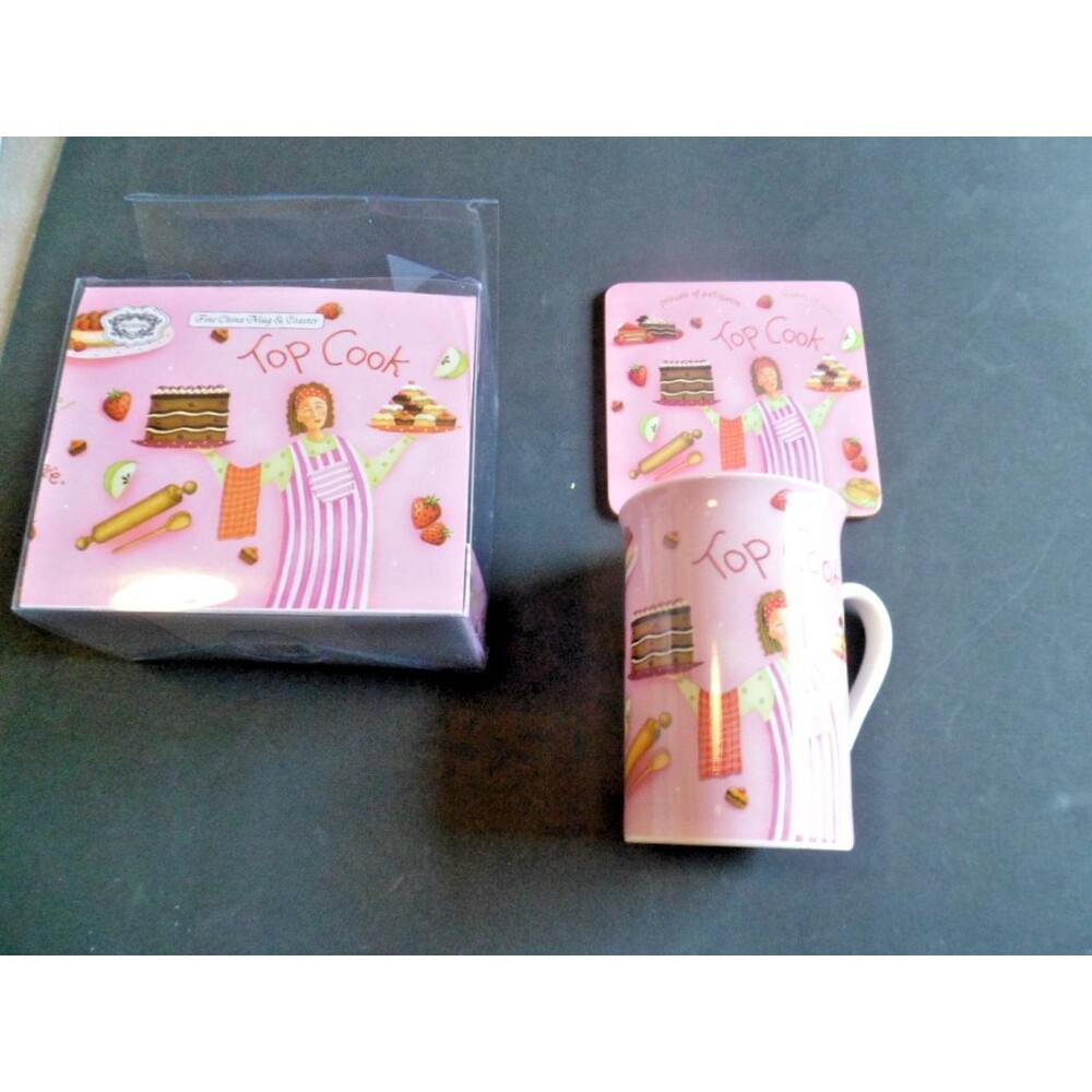 Kent Pottery Coffee Mug and Coaster Set NIB  Top Cook Gift Mother's Day